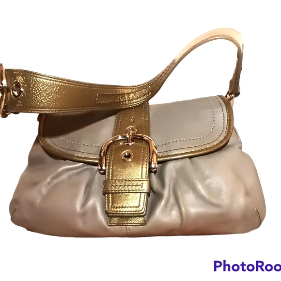 Coach Handbags - Coach Soho Pleated Gray Leather Buckle Flap Medium Shoulder Bag